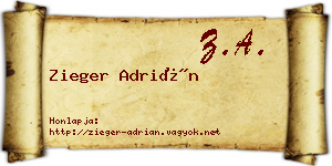 Zieger Adrián névjegykártya